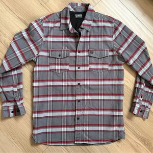 MTN OPS Gray and Red Plaid Heavy Flannel Men's Shirt. Tamarack Tech. Medium
